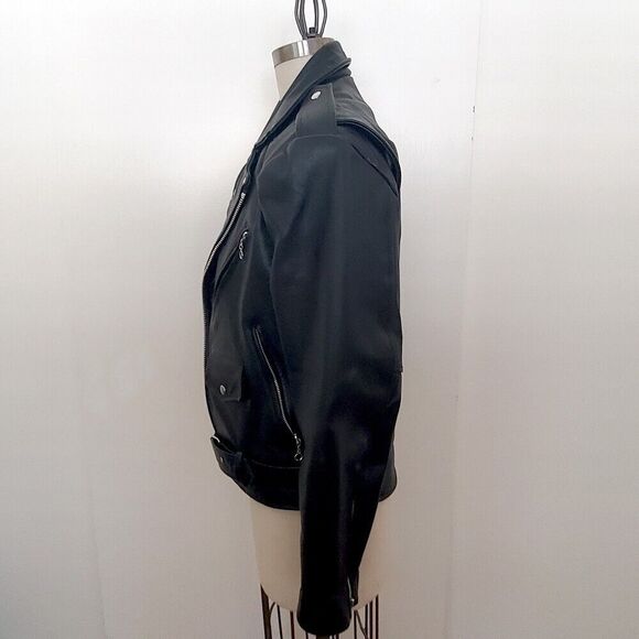 Vintage Open Road Motorcycle Leather Jacket Womens M Black Thinsulate Belt - Picture 4 of 6